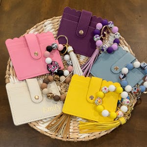 Personalized Beaded Wristlet Keychain Wallet: ID Card Holder