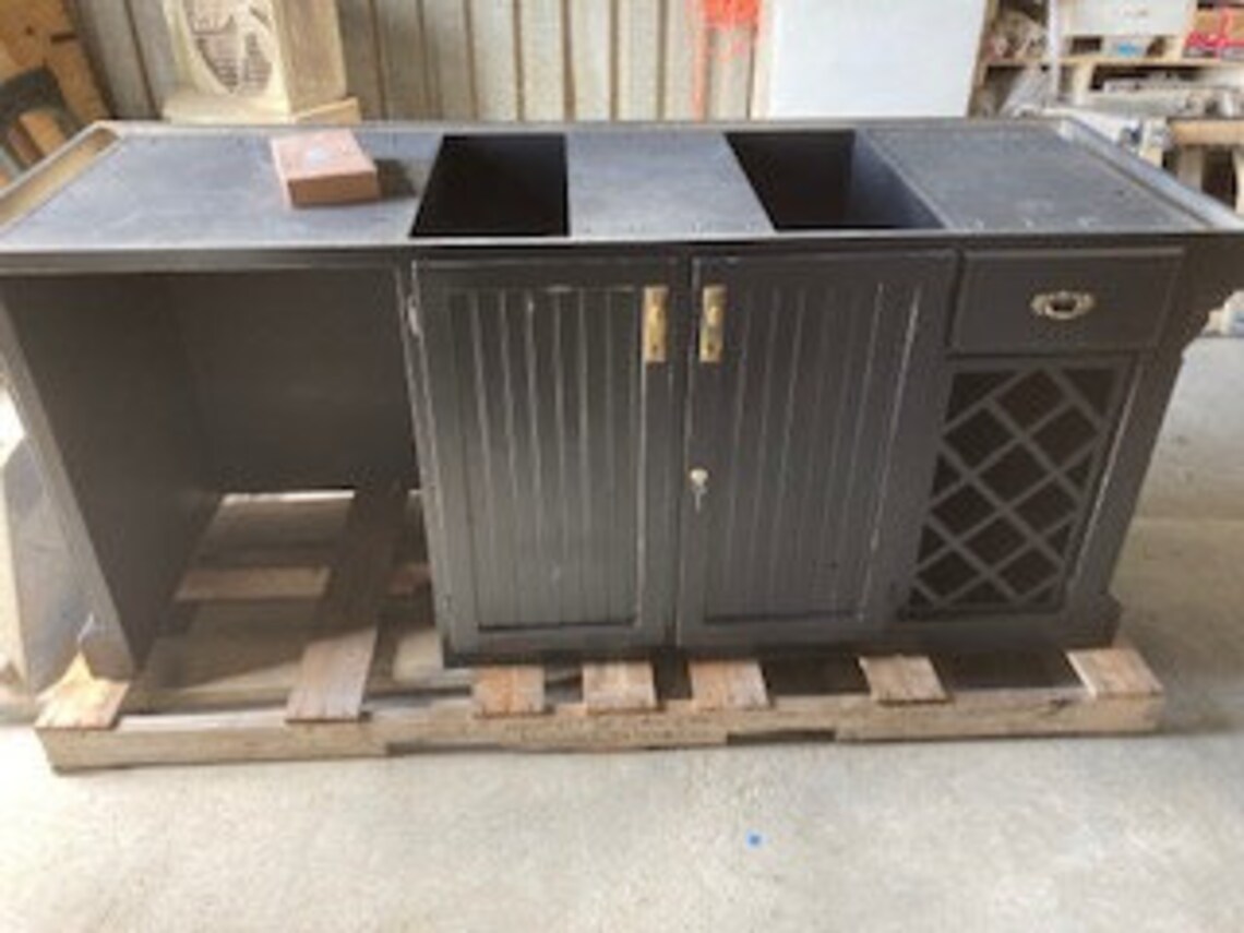 Antique Wood Kitchen Island With Butcher Block Counter Top and Etsy