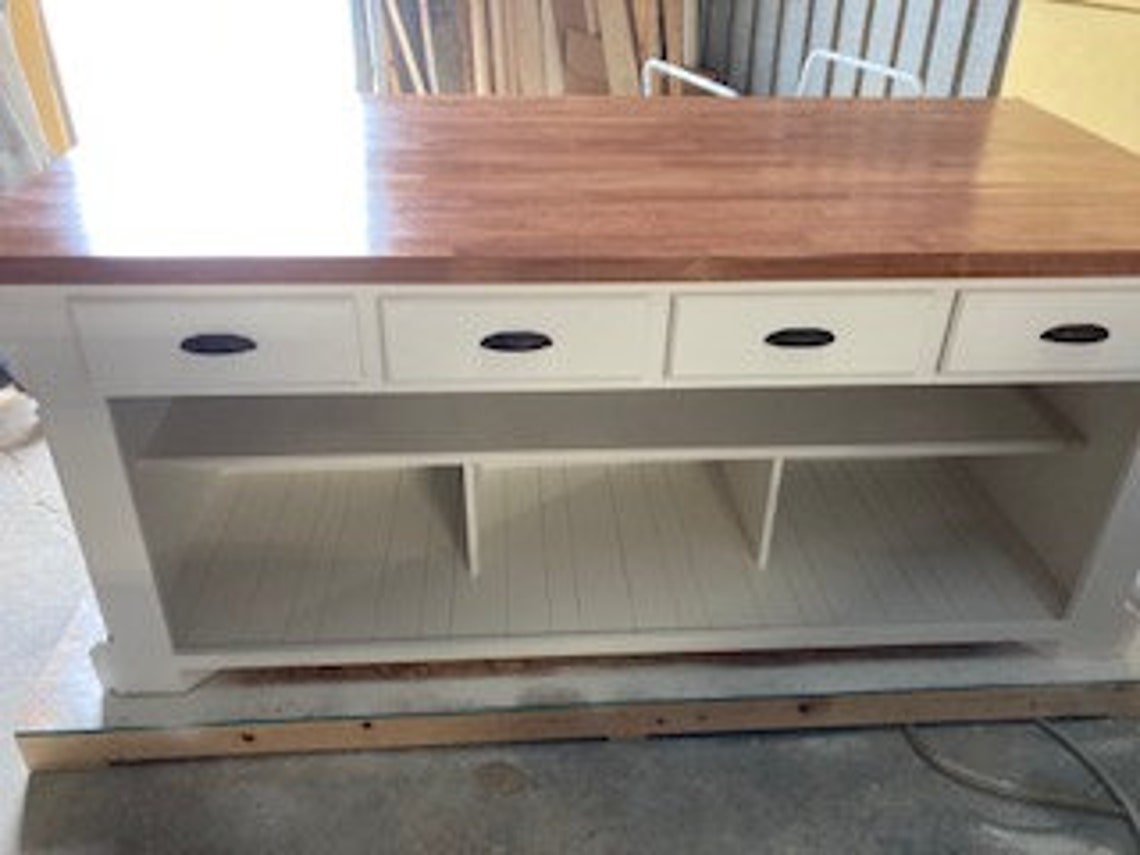 Antique Wood Kitchen Island With Butcher Block Counter Top and Etsy