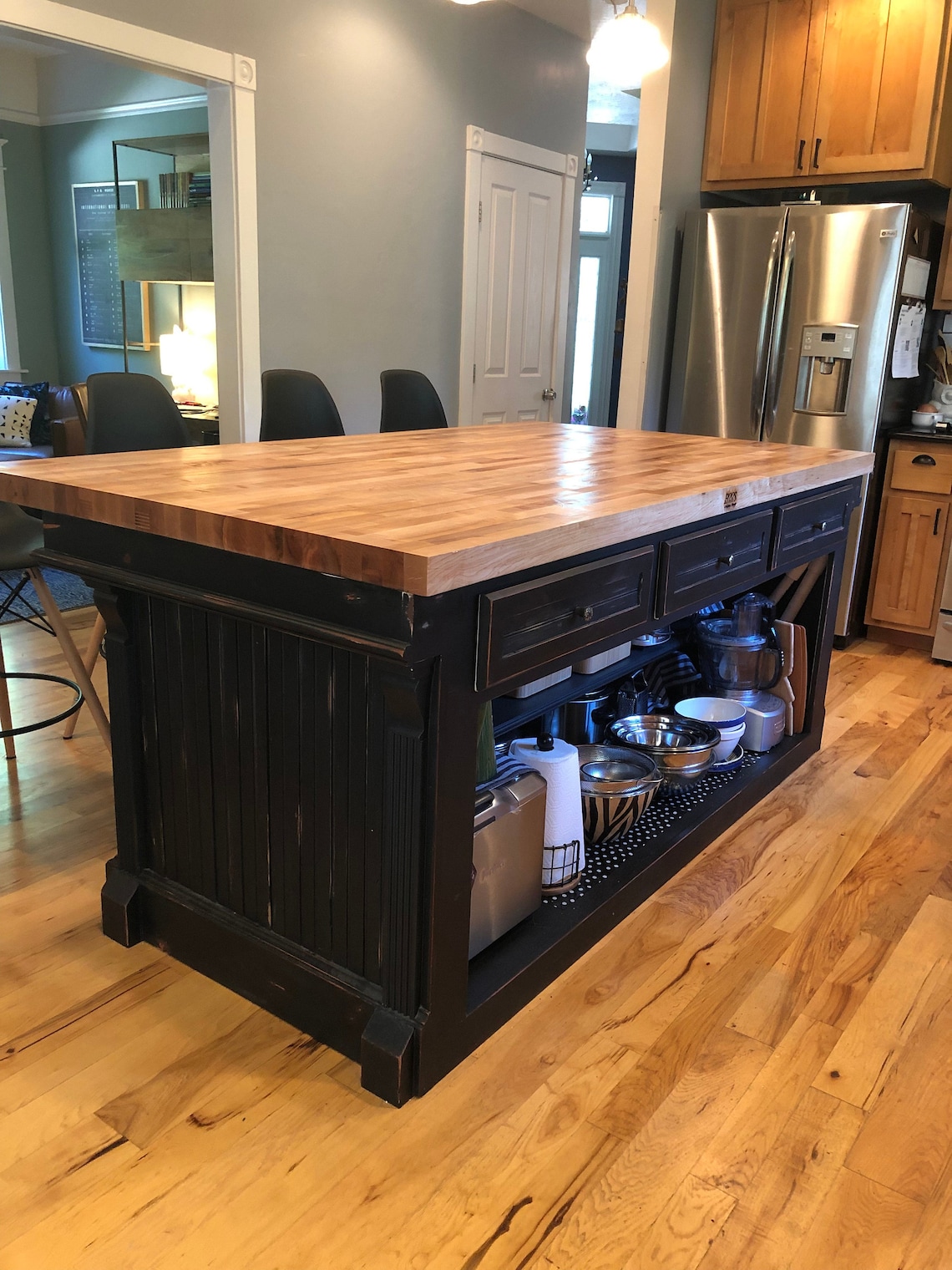 Antique Wood Kitchen Island With Butcher Block Counter Top and Etsy
