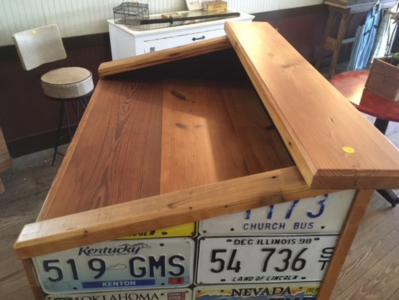 Ready to Ship License Plate Wrapped Hostess Station Man Cave Bar Etsy