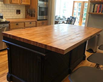 Antique wood Kitchen Island with Butcher block Counter top and or home Bar