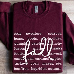 Fall Words Sweatshirt, Fall Sweatshirt for Women, Hello Fall Crewneck, Fall Graphic Hoodie, Autumn Sweatshirt