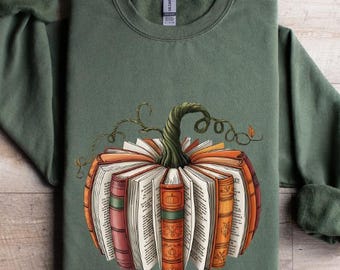 Fall Book Pumpkin Sweatshirt, Thanksgiving Bookish Hoodie