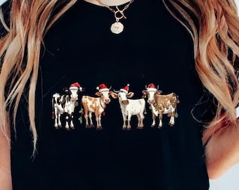 Christmas Cow Sweatshirt, Cow Lover Gift, Christmas Crewneck, Farm Christmas Shirt, Womens Cow Shirt, Funny Christmas Shirt, Holiday Sweater