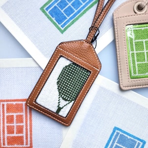 Self-Finishing Luggage Tag Needlepoint Canvas: Tennis Collection
