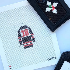 Self-Finishing Luggage Tag Needlepoint Canvas: Custom Jersey