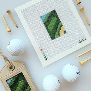 Self-Finishing Luggage Tag Needlepoint Canvas: Golf Collection