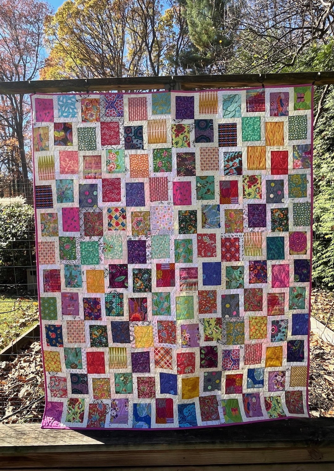 Vibrant Colorful Quilt – Handmade Modern Throw Quilt - Etsy