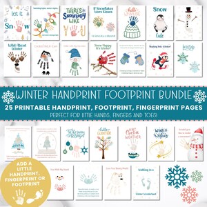 Winter Handprint Art Printable Handprint Craft Toddler Printable Wall Art Preschool Art Activity Winter Footprint Art Winter Craft Art DIY