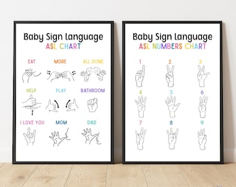 Baby Sign Language Poster Baby ASL Printable Baby Sign Chart Sign Language Wall Art Toddler Sign Language Poster Baby Sign Language ASL Set