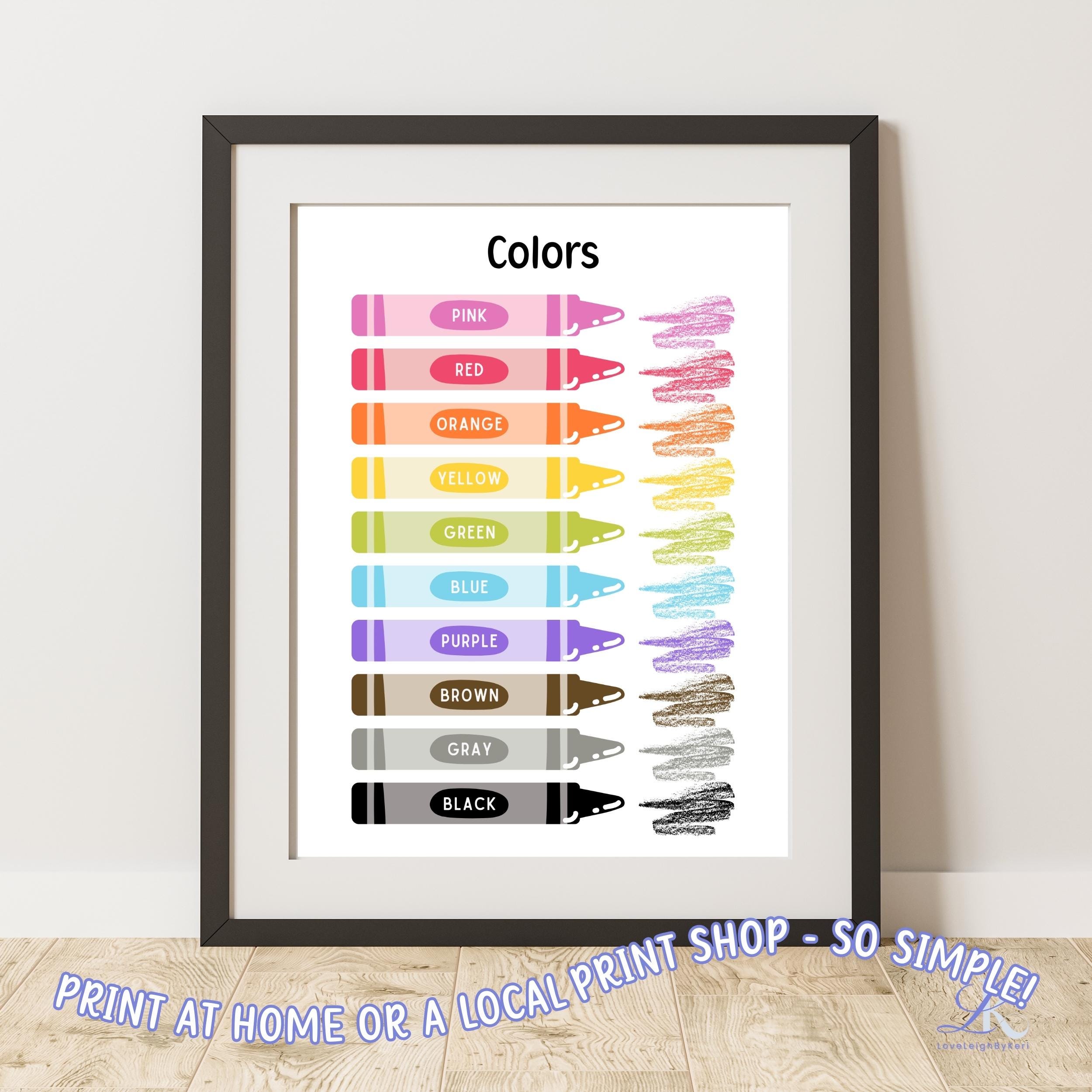 Kid Color Chart Print Color Poster Kid Printable Color Wall Art