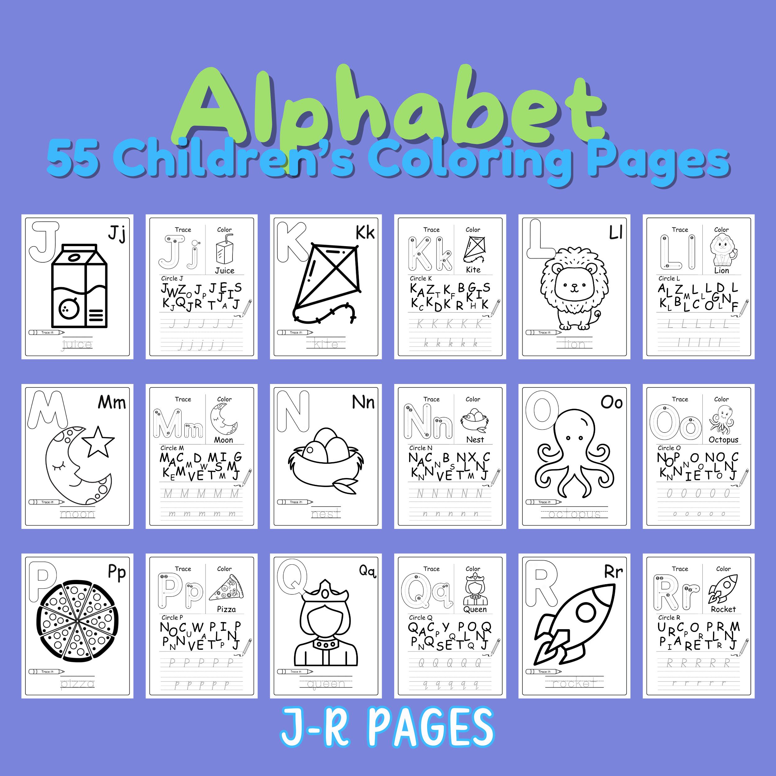 Kid Alphabet Coloring Book Printable ABC Coloring Page Set Toddler ...