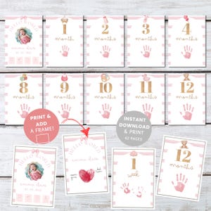 Lembrança de impressão de mão de bebê, cartão de bebê para impressão para novas mães, presentes para cartões de marcos de bebê, livro de marcos de bebê para impressão, cartão de marcos para bebê