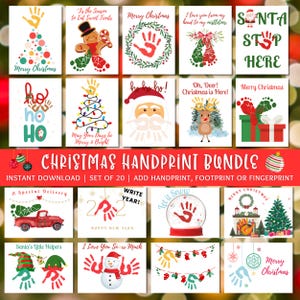 Weihnachten Handabdruck Art Bundle Kinder druckbarer Handabdruck Handwerk Kunst DIY Urlaub Bastelset Kinder Aktivität druckbare Weihnachten Wandkunst Vorschule