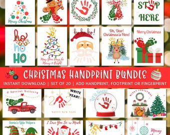 Christmas Handprint Art Bundle Kids Printable Handprint Craft Art DIY Holiday Craft Kit Kids Activity Printable Christmas Wall Art Preschool