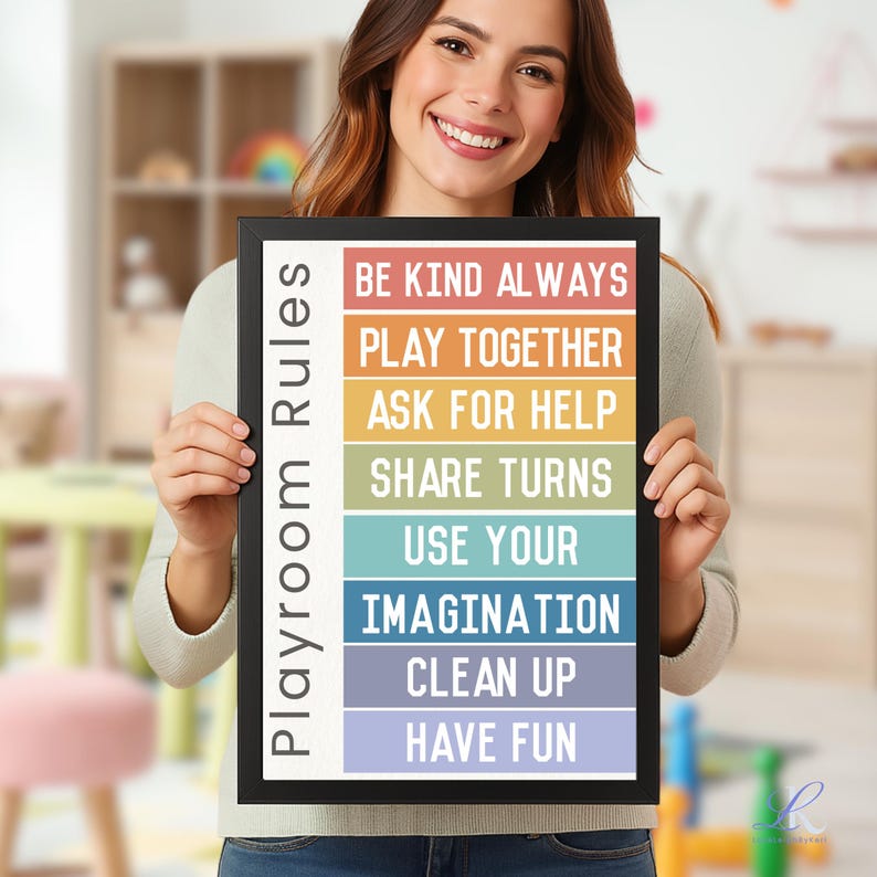 Playroom Rules Poster: Colorful Kids Wall Art Digital Download - Etsy