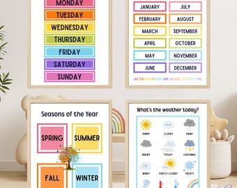 School Wall Art Printable Classroom Set Kids Learning Posted Playroom Prints Wall Art Montessori Poster Classroom Decor Printable Wall Art