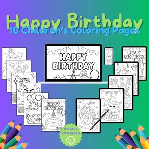 Birthday Coloring Book Printable Birthday Party Favor Birthday Coloring Pages Kids Birthday Activity Birthday Classroom Coloring Activity