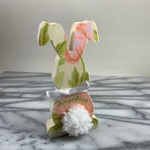 Rustic Floral Bunny Shelf Sitter, Easter Decor, Spring Decor, Tiered tray decorations, Shelf Sitters, Easter Gift, Easter Basket Filler
