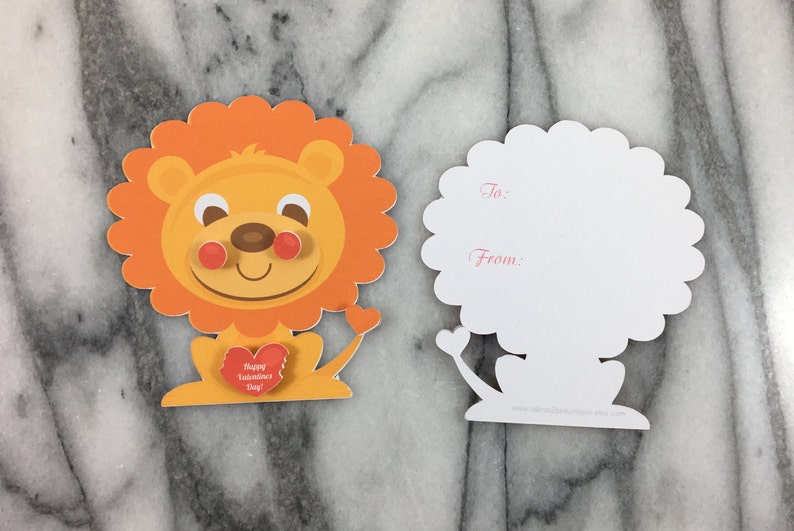 Valentines, Lion set of 12, Mini note cards, Valentines Day, Classroom Valentines, School Valentines, Preschool Valentines image 2