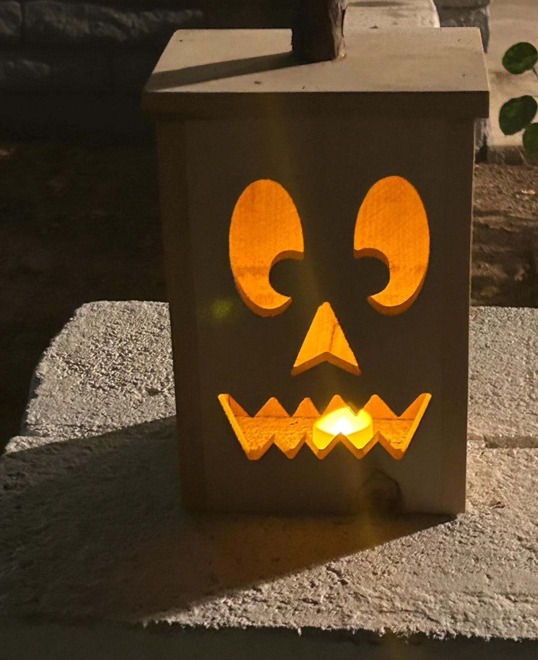 Cedar Wood Jack-o-lantern: Halloween Porch Decor With LED - Etsy