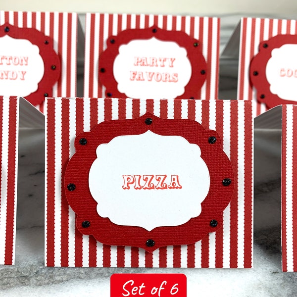Circus/Carnival Buffet Cards set of 6~Movie, Place Cards,