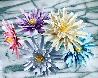 Forever Flowers, Pastel Gerber Daises, Set of 6, faux flowers, fake flowers, paper flowers, paper flower bouquet,
