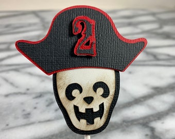 Pirate Bones Cupcake Wrappers and Toppers, set of 12, Skull and Cross Bones, Personalized with your Childs Age