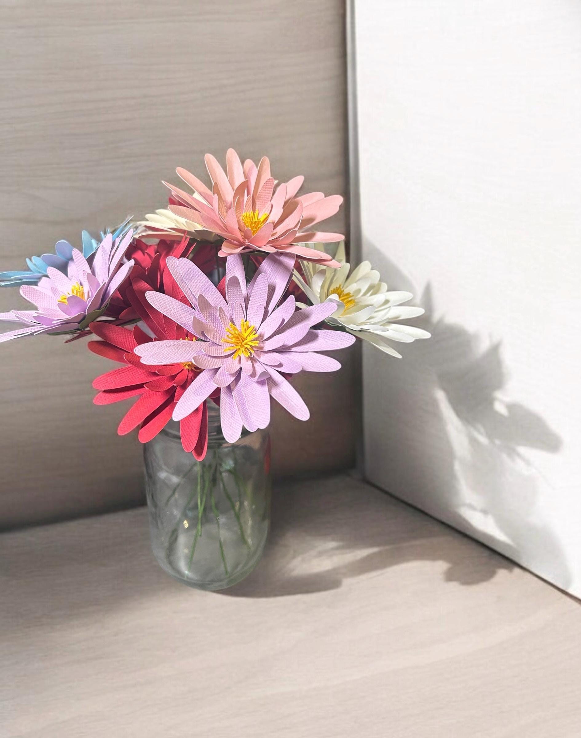 Forever Flowers : Gerber daisies, set of 6 ~ paper flowers, artificial flowers