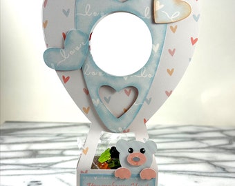 Hot Air Balloon Valentine Door Hanger in Pastel Colors, Valentine favor box, Valentine gift