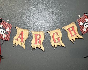 Pirate Themed Banner, Pirate Birthday Party, Pirate Baby Shower, Pirate wedding, Pirate Decor, Pirate Bunting, Argh,