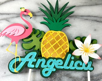 Pineapple Flamingo Party, Pineapple cake topper, Flamingo cake topper, Let’s Flamingle, Pool party, Aloha party, Tropical Party, Baby Shower