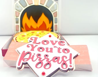Valentines Pizza Gift Card Holder: 'Love You to Pizzas' Cardstock Box