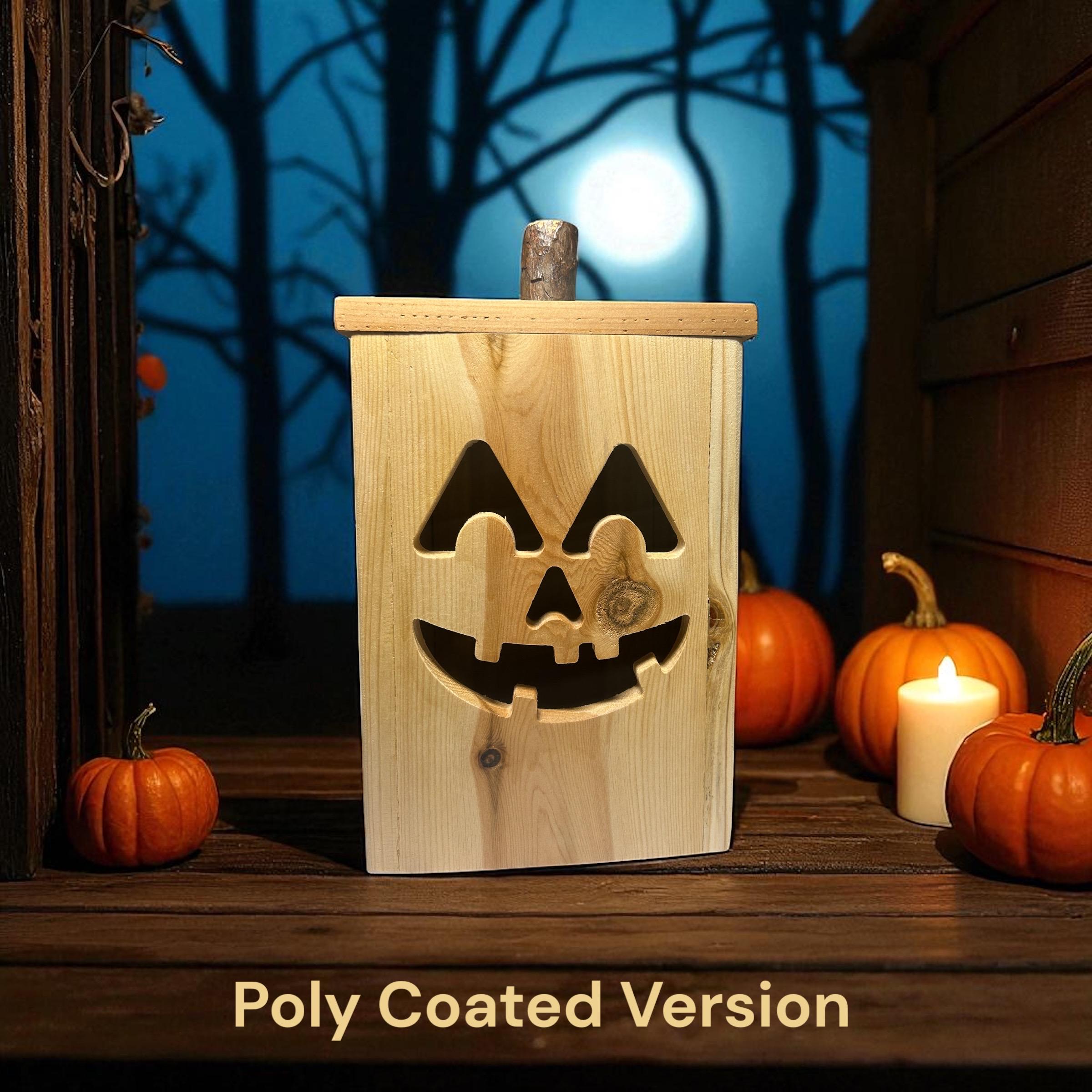 Cedar Wood Jack-o-lantern: Halloween Porch Decor With LED - Etsy