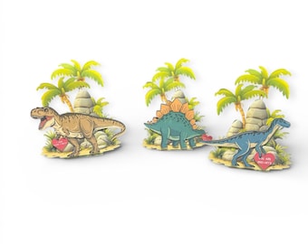 Dino Valentines: Sucker Holder, personalized set of 12