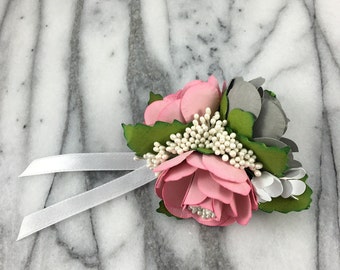 Forever Corsage  for Prom, Bridesmaids, Bridal Party, Wedding, homecoming, faux flowers, artificial flowers, paper flowers