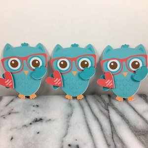 Nerdy Owl Valentines: Kids Classroom Note Cards, Set of 12