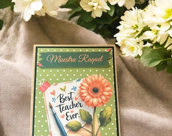 Floral Teacher Appreciation Greeting Card, Teacher Gift, Personalize,