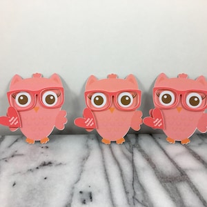 Valentines, Nerdy Owl Girl set of 12, Mini note cards, Valentines Day, School Valentines, Valentines for kids class room image 1