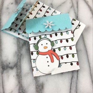 Kerstcadeaukaarthouder, lichten en sneeuwvlokken, kaart, verpakking, kerstcadeaukaart, kerstcadeaukaart, handgemaakte cadeaukaarthouder,