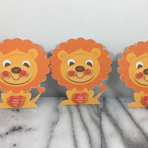 Lion Valentines: Set of 12 Mini Classroom Note Cards