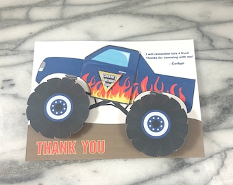Skull Monster Truck Invitations with wobbling wheels, birthday party, monster jam, printed and shipped completely assembled, interactive