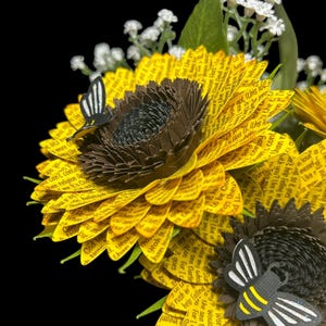 Handcrafted Paper Lyric Sunflowers with a Bee added to the flower image 2