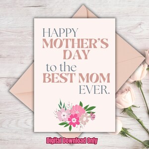 Biglietti d'auguri stampabili per la festa della mamma - Modello di biglietti carini e colorati, Felice festa della mamma, Fiori, Cuori, Sole, Supermamma, Download immediato in PDF