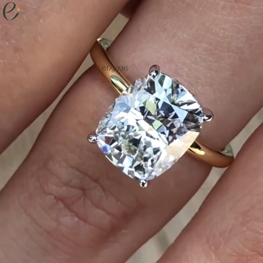 2 CT Cushion Cut Moissanite Engagement Ring, Solitaire Promise Ring - Etsy