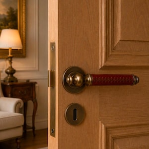 Leather Wrapped Zinc Door Handle: Interior Design Hardware