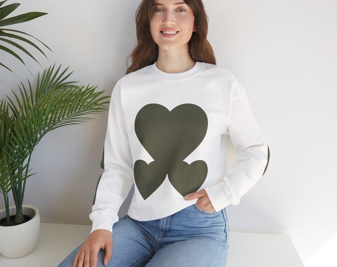 Heart-Embellished Unisex Crewneck Sweatshirt, Cozy Love Sweatshirt, Perfect Valentine Gift, Comfortable Lounge Wear, Warm Casual Sweatshirt