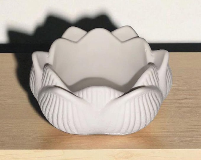 Handmade Stone Candle Holder with Lotus Flower Design