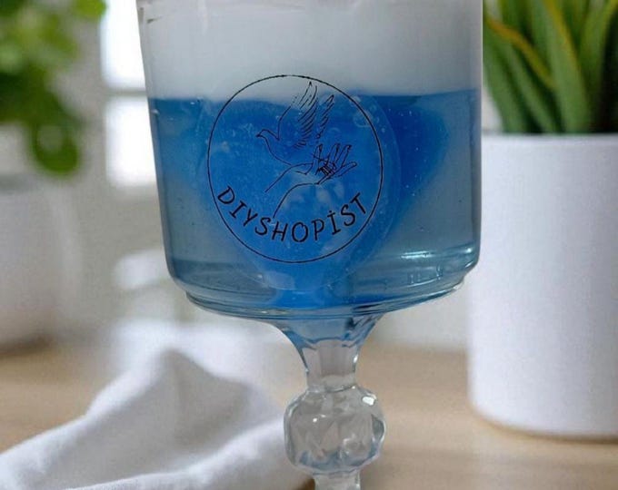 glass blue heart candle